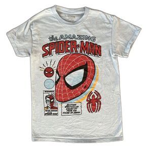 Lt Blue Marvel Spiderman Peter Parker Comic Style Girls Boys Child T-Shirt Tee s